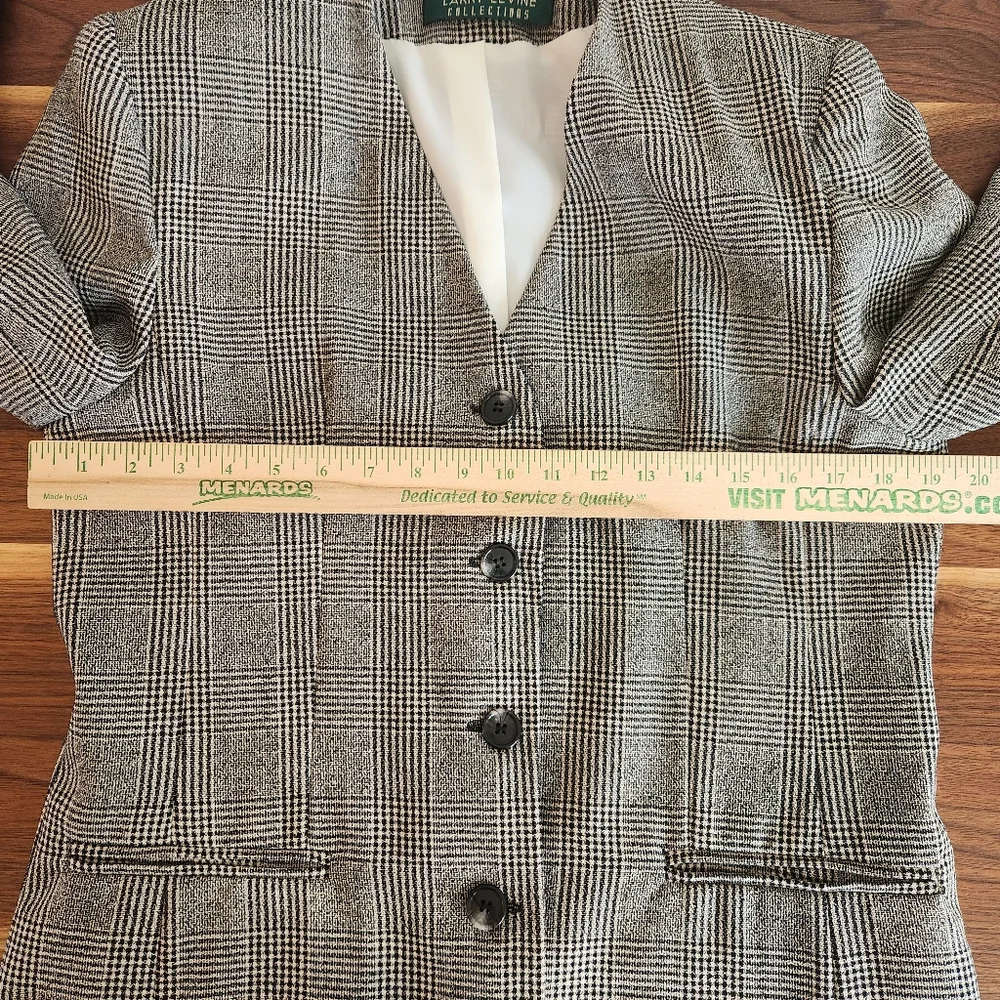 Larry Levine Vintage Womens Gray Wool Blazer Jacket 4 Button Fully Lined Size 8